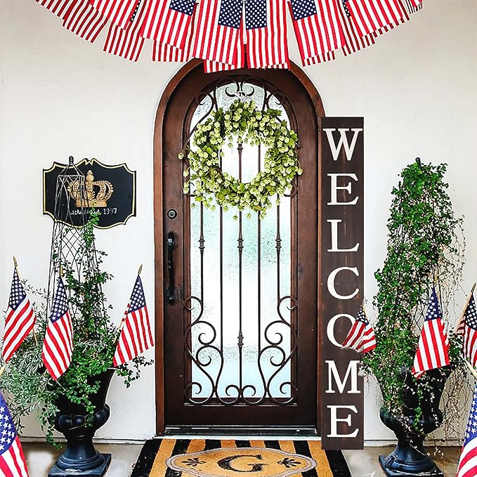 Tall Outdoor Welcome Sign for Front Door, 6ft Brown Welcome Sign,Rustic Tall Welcome Sign for Front Porch Decor, Farmhouse Welcome Porch Sign Wood Vertical Decor, Fall Porch Decor for The Home