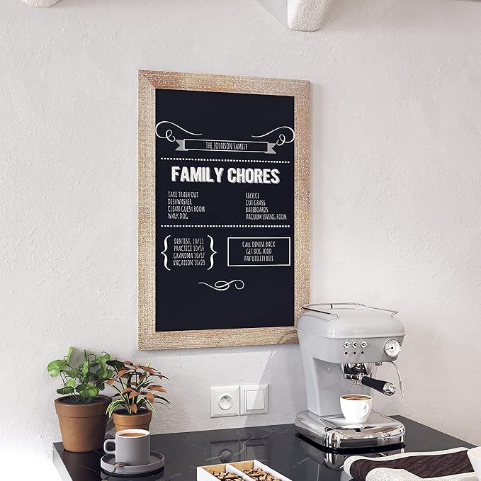HBCY Creations 20" X 30" Weathered Lightwash Solid Wood Frame Wall Chalkboard, Magnetic Surface, Home Décor, Restaurant & Café Menus, Blackboard, Includes Chalk, Eraser & Hanging Hardware
