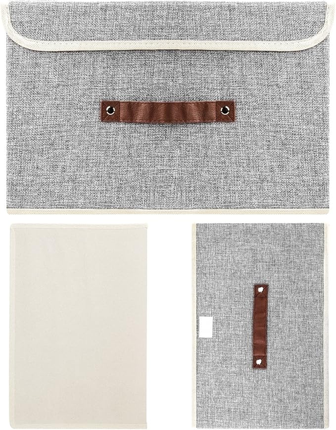 TYEERS Collapsible Storage Boxes, Washable Fabric Storage Bins with Lids, 14.9x9.8x9.8 inches, 2 Pack, Gray