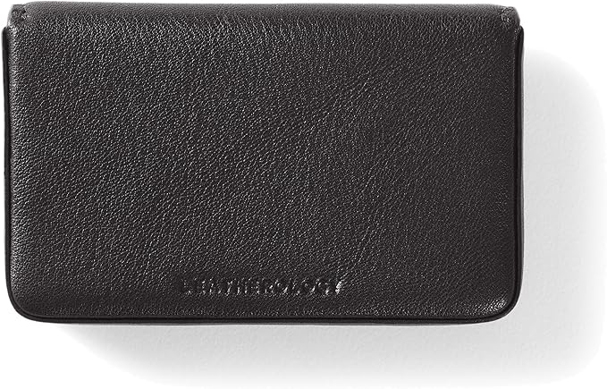 Leatherology Black Onyx Business Card Case, Magnetic Closure ID Holder, Full Grain Leather