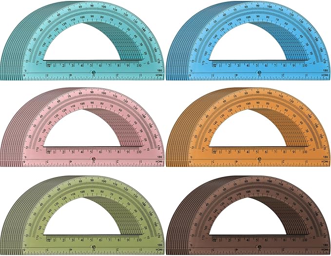 Sayglossy 72 Pcs of Colorful Plastic Protractors 180 Degrees 6 Inches Mathematical Protractor Translucent Geometric for Learn Office Measurement Drawing