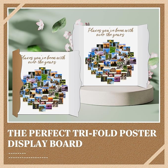 15 Pcs Trifold Presentation Board 12 x 20 Inch Trifold Poster Board Portable Science Fair Display Cardboard Foldable Posterboard for Photo Exhibition Meeting School(White)