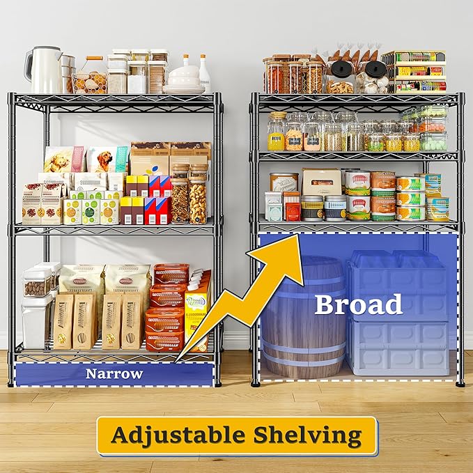 DurayLoly 3 Tier Metal Wire Storage Shelves,Adjustable Small Wire Shelving Unit,Utility Storage Rack for Kitchen,Bedroom,Laundry Room,Pantry & Office,17.7”Wx11.8”Dx35.4”H,Black
