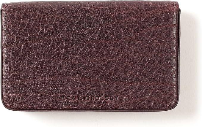 Leatherology Premium Espresso Business Card Case, Magnetic Closure ID Holder, Full Grain Leather