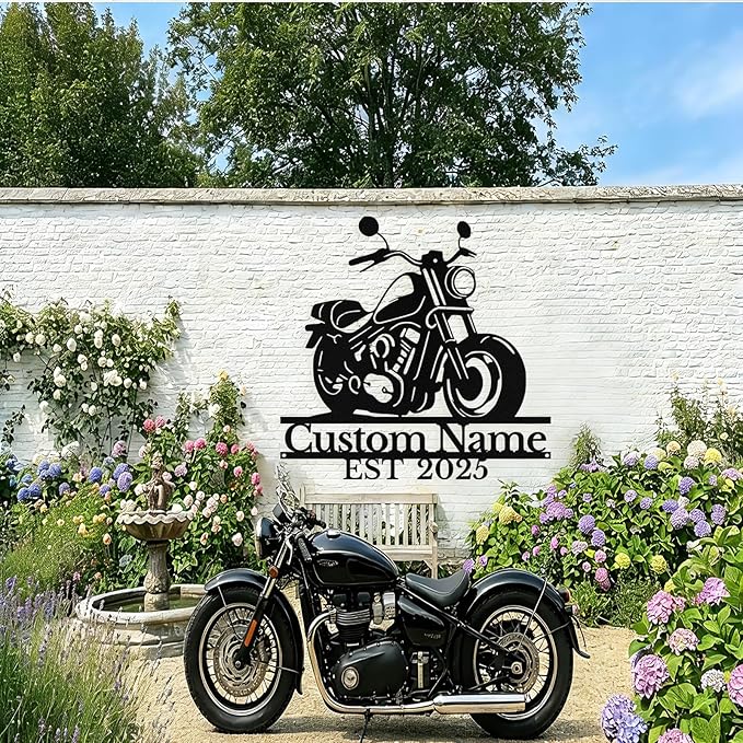 Custom Motorcycle Metal Sign Personalized Biker Name Sign Motorcycle Wall Art Motorbike Signs Garage/Man Cave Decor Gift for Bikers Men Husband