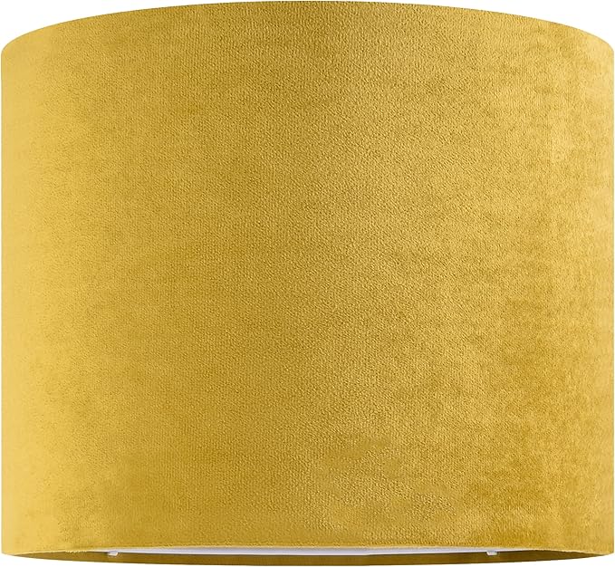 Yellow Velvet Drum Lamp Shade Medium Lampshade 13``Top×13``Bottom×10``High(Spider) Modern Lamp Shade for Table & Bedside Lamp Replacement Lampshades in Hand Crafted - By GO&SO
