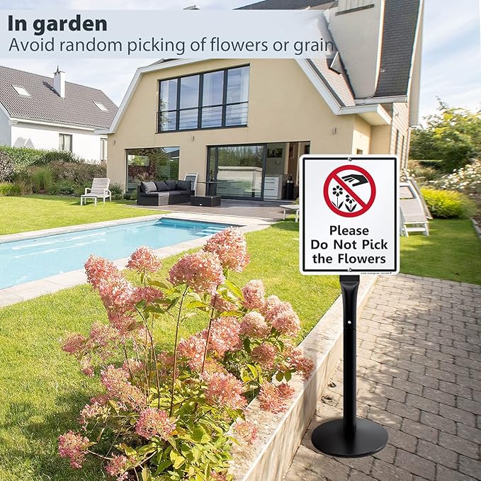 VAIIGO Heavy Duty Parking Sign Base Cast Iron 48" Parking Sign Post, Heavy Duty Cast Iron Sign Holder Base, Movable Sign Stand Suitable for Hanging Warning, Notice, Guiding Sign Display Stand (Black)