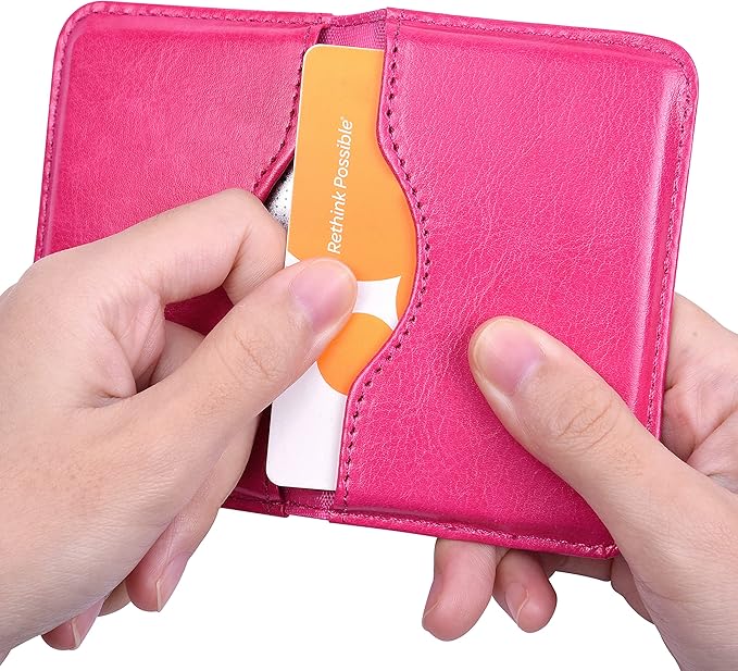 Wisdompro Business Card Holder, 2-Sided PU Leather Folio Name Card Holder Wallet Case with Magnetic Shut for Men and Women, Ultra Slim and Thin