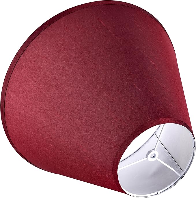 GO&SO 2Pcs Large Lamp Shades Burgundy Fabric Lampshade, 6.5" Top x 16.3" Bottom x 10.5" Height, Handcrafted Replacement Lamp Shade for Table,Floor Lamps,Spider Empire Lamp Cover, Assembly Required