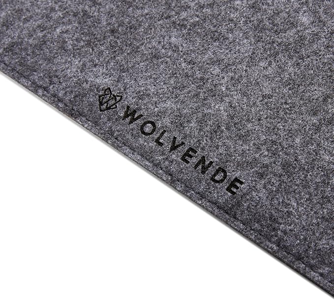 Wolvende Premium Felt Desk Mat | Large 15.75" x 36" | Multifunctional Desk Pad for Home Office | Mid Gray