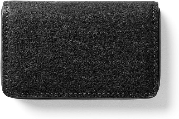 Leatherology Premium Black Oil Business Card Case, Magnetic Closure ID Holder, Full Grain Leather