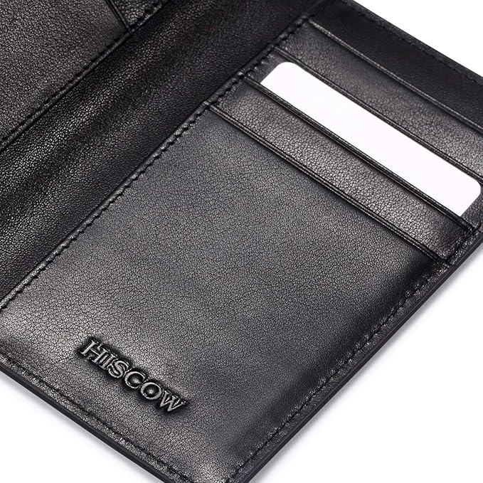 Slim Leather Credit Card Holder for Men & Women 8cc, Italian Calfskin (Black)