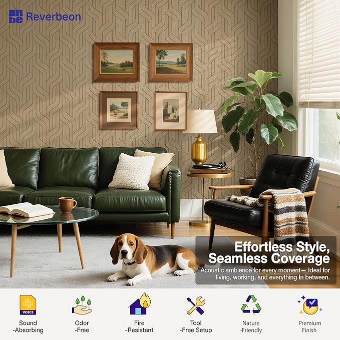 Reverbeon 6 PCS Acoustic Panels, 23.6x23.6 Inch Sound Absorbing Panels, Decorative Acoustic Wall Panels for Recording and Home Studio, Office with Double-Sided Adhesive Tape