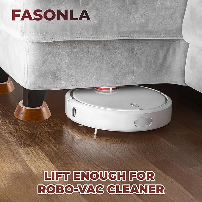 Bed Risers, Furniture Risers (Set of 8-Height 1") Can be Adjusted to 2'' 3''or 4'', Lifts Furniture Risers, Solid Natural Wood Risers, Non-Slip Recessed Hole (Light Brown Color)