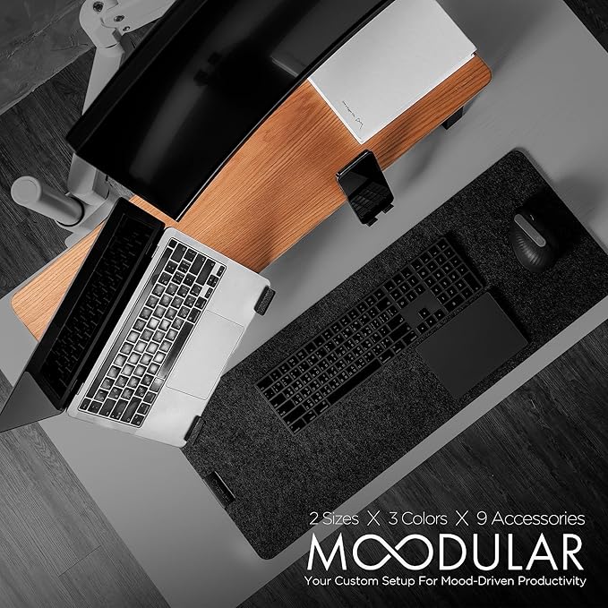 ULTRARM Moodular Wooden Monitor Stand 33.4” (85cm) Desk Organizer with Metal Slide Rails for Drawer, Tray, Laptop, Tablet, Phone & Headphones Customizable Riser for Organized Workspace Oak MS85-O