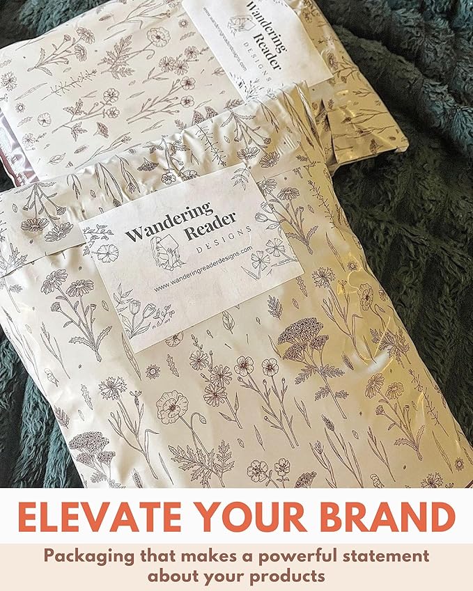 Poly Mailers 10x13-100 Pack Biodegradable Shipping Bags for Clothes - Impack Self-Seal Waterproof Thick Mailing Envelope for Accessories & Clothing - Wildflower