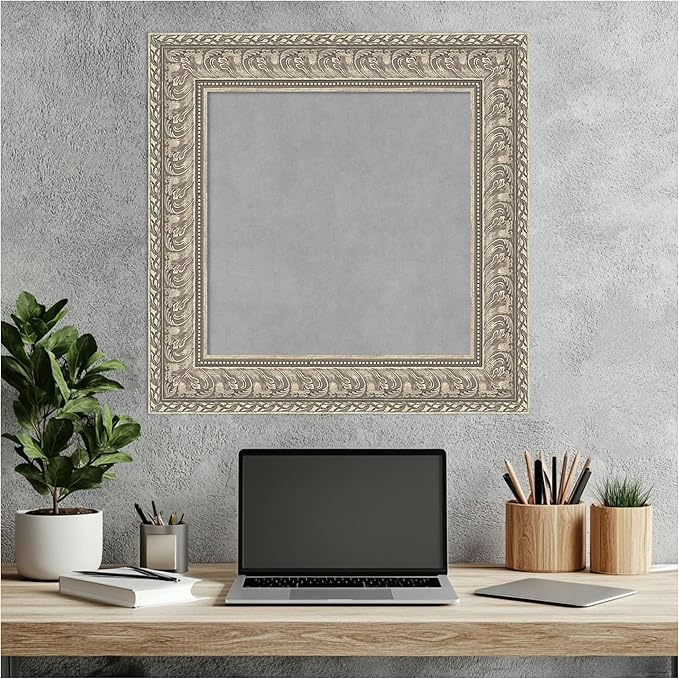 Amanti Art Silver Framed Magnetic Board 23x23 Small Vision Board for use with Magnets, 100% Metal Sheet to Display Items as Office Decor or for Home Organization in mudroom, Kitchen or Kids Room