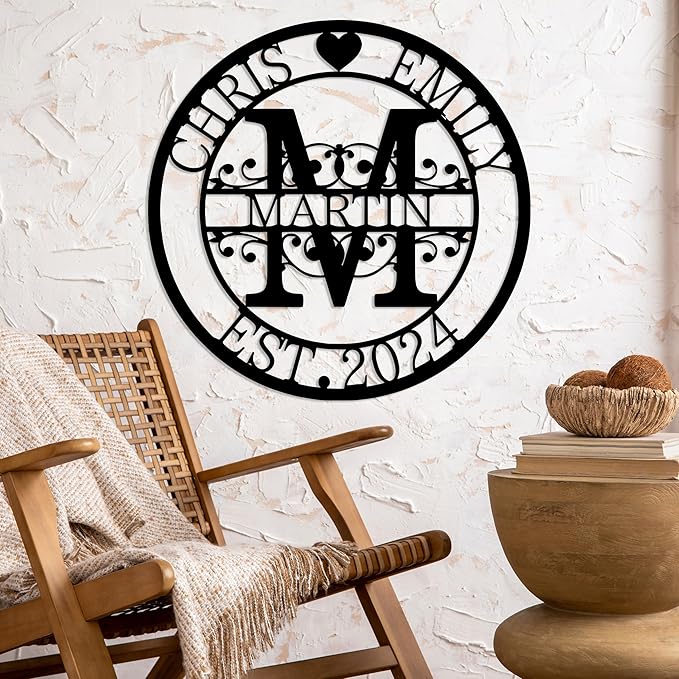 Personalized Metal Name Signs, Split Letter Monogram Wall Decor, Custom Last Name Sign, Family Name Sign for Outdoor, Personalized Wedding Gift, Garden Decor, Metal Wall Art, Housewarming Gift