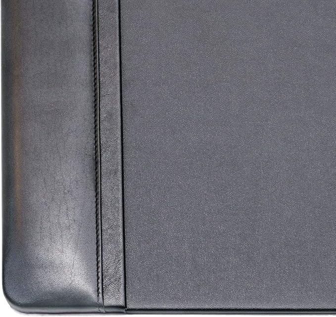 Dacasso Black Leather 22" x 14" Side Rails Desk Pad