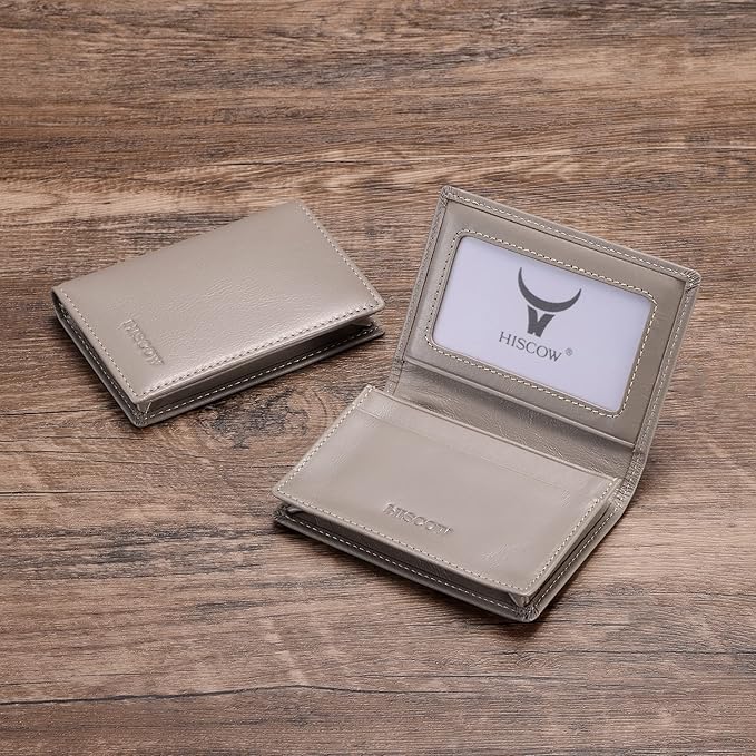 Leather Business Card Case Holder for Men & Women, Italian Calfskin