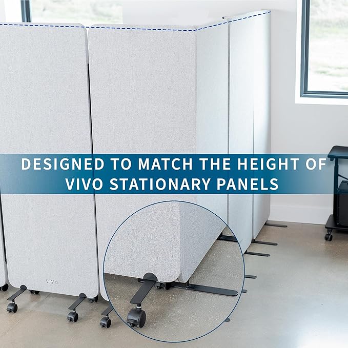 VIVO Freestanding 24 x 66 inch Privacy Panel, Mobile Cubicle Divider, Single 24 inch Wall Partition with 2-Sided Zipper Attachment System, Gray, PP-1-T024G-M