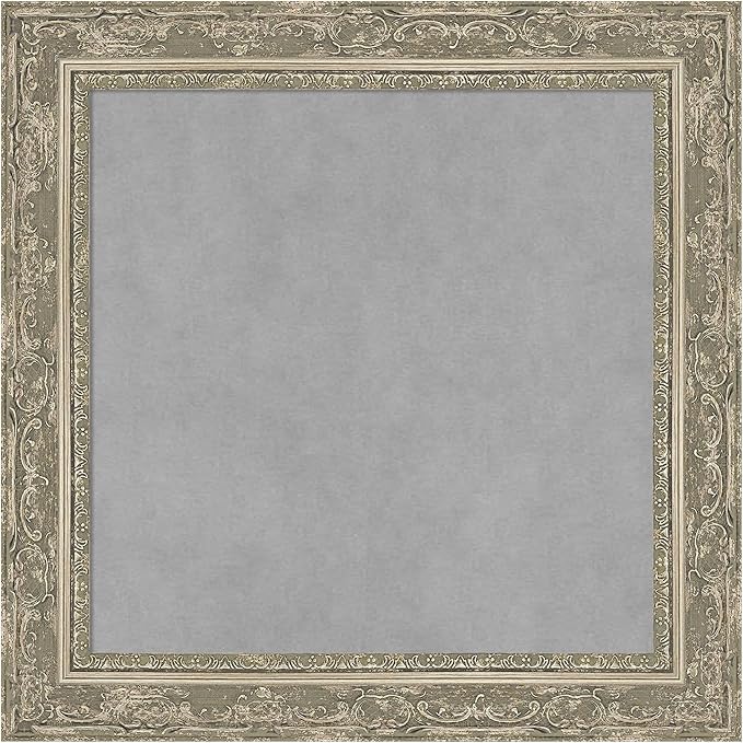 Amanti Art Silver Framed Magnetic Board 20x20 Small Vision Board for use with Magnets, 100% Metal Sheet to Display Items as Office Decor or for Home Organization in mudroom, Kitchen or Kids Room