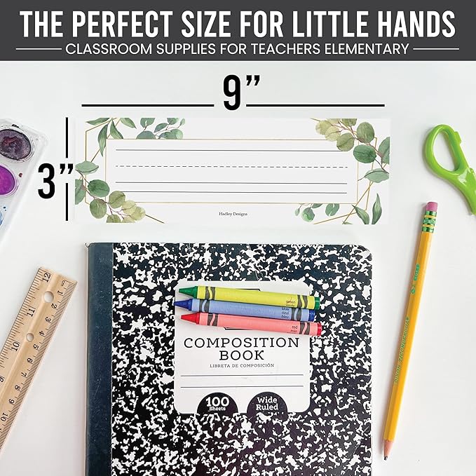 Desk Name Tags for Classroom -25 Student Name Plates for Classroom Kindergarten, Preschool, 1st, 2nd & 3rd Grade, 9x3 Teacher Nameplates for Student Desks & Cubbies, Greenery Nametags