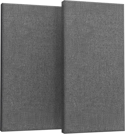 2” Thick Acoustic Panels with Hanging Hardware, 2 PCS 47.2” x 23.6” Fiberglass Sound Absorbing Panels for Home Theater Church Office Wall,Heather Grey