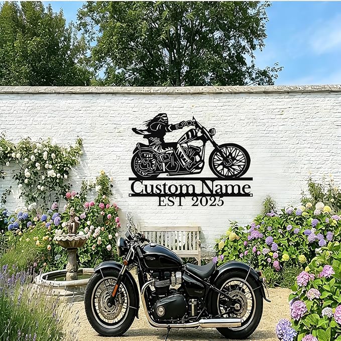 Custom Motorcycle Metal Sign Personalized Biker Name Sign Motorcycle Wall Art Motorbike Signs Garage/Man Cave Decor Gift for Bikers Men Husband