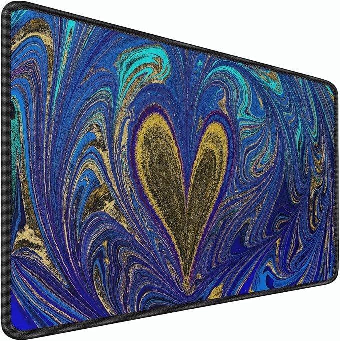 Large Mouse Pad, 31.5x15.7 inch Large Extended Computer Keyboard Mouse Mat, Water Resist Non-Slip Mousepad Rubber Base Long XXL Desk Mouse Pad for Work & Gaming, Office & Home, Blue Heart
