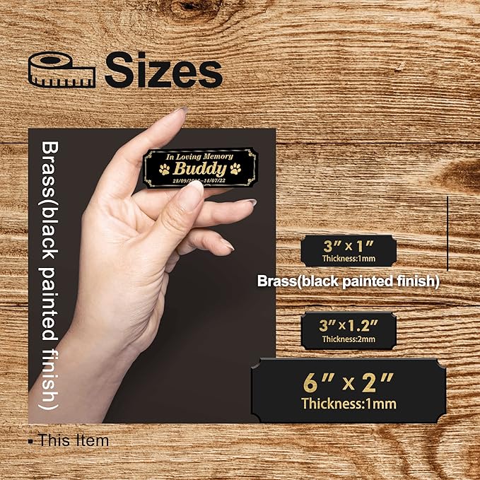 Caramel Sweet Life Personalized Name Plates, Black Engraved Plaque with Gold Text, Trophy Plates Engraved, Custom Name Plate with Adhesive Backing or Screws, 3" W x 1" H