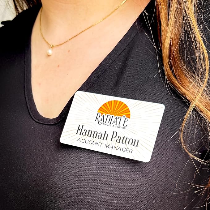 Custom Name Tag Full Color with Logo | Magnetic Back Name Badges for Business | Metal Name Tags ID Badge for Employees | Personalized Name Tags | Magnetic Name Tags Personalized | 3x2