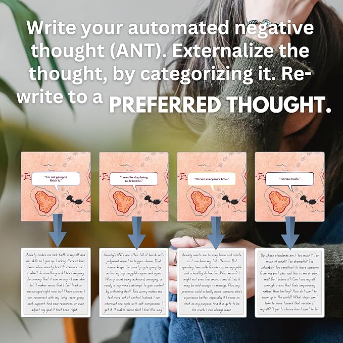Redirect for Anxiety Sufferers: Rewrite Automatic Negative Thoughts (Ants) to Positive Affirmations & Growth Mindset | Personal Growth, Group Therapy | Stop Anxiety, Depression & Intrusive Thoughts