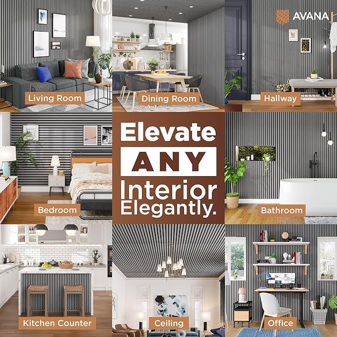 Avana Acoustic Wood Wall Panels – 94.4 x 12.6 Inch Gray Oak Acoustic Panels 2 PCs – Wall Panels For Interior Wall Decor For Homes, Offices, Studios – Pleasing Decorative Wood Panels For Wall