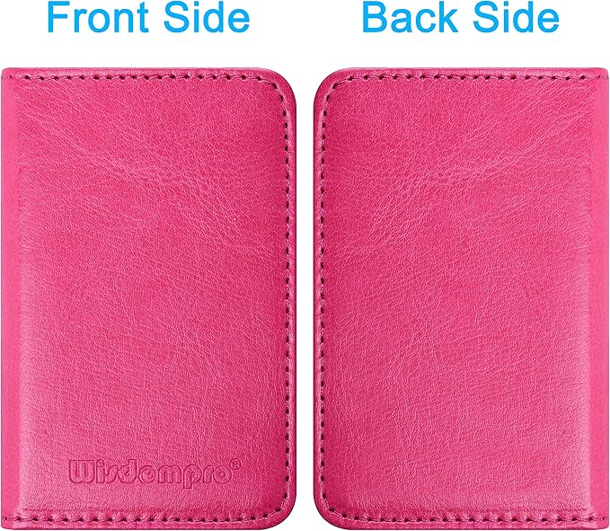 Wisdompro Business Card Holder, 2-Sided PU Leather Folio Name Card Holder Wallet Case with Magnetic Shut for Men and Women, Ultra Slim and Thin