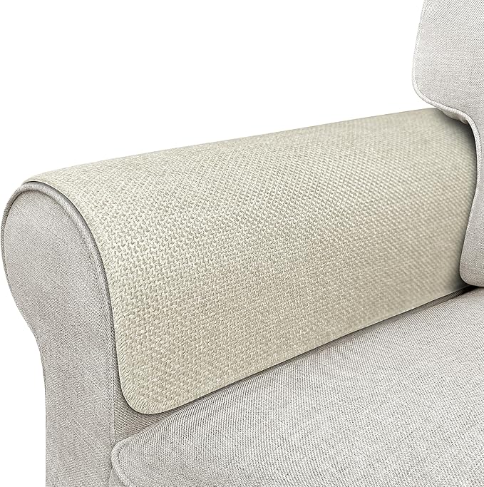 Couch Arm Covers, Waterproof Armrest Cover for Sofa, Armchair, Loveseat, Non-Slip Recliner Arm Cover, Sofa Arm Covers, Headrest Covers, Arm Chair Covers Set of 2 (Beige, 24"×20")