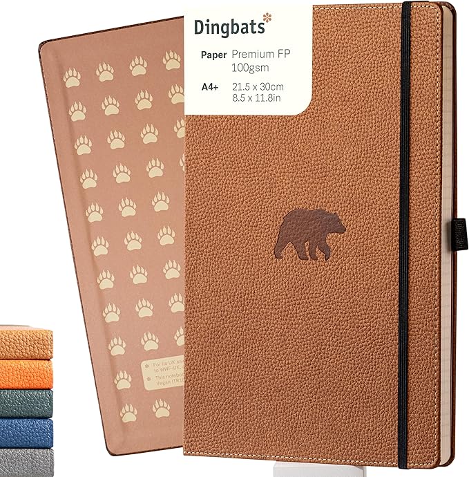 Dingbats* - Wildlife Squared Extra Large A4 Notebook - PU Leather Hardcover Journal for Work, Writing - Pocket, Elastic Closure, Pen Holder, Bookmark