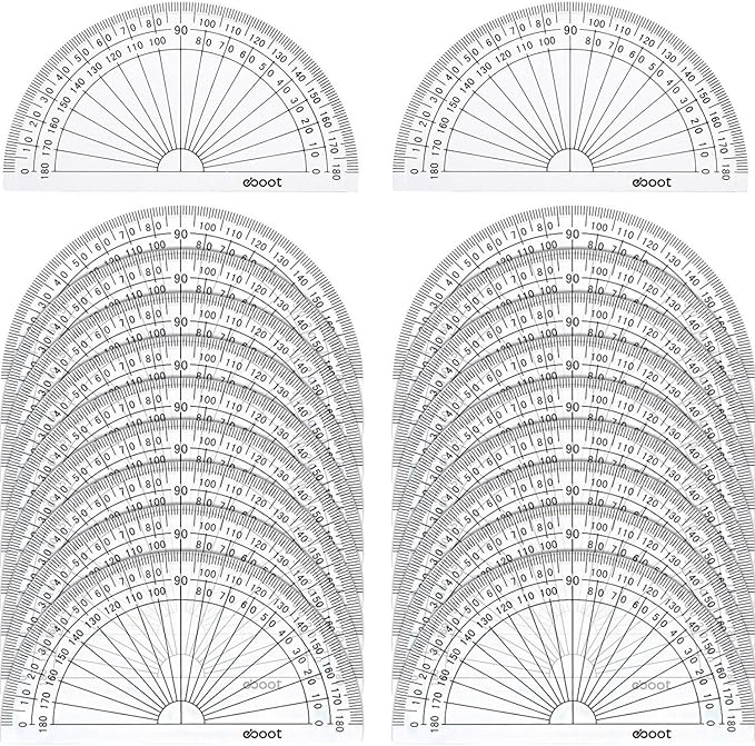 20 Pack Plastic Protractor, 180 Degrees Protractor for Angle Measurement Student Math, 4 Inches, Clear