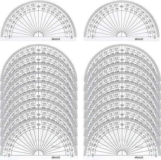 20 Pack Plastic Protractor, 180 Degrees Protractor for Angle Measurement Student Math, 4 Inches, Clear