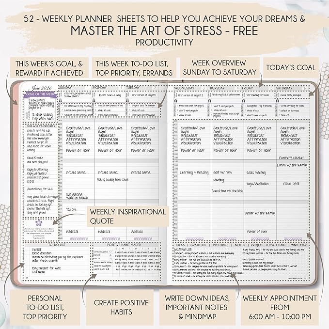Law of Attraction Planner 2026 Deluxe with Productivity App | Weekly & Monthly Goal-Setting Planner, Life & Gratitude Journal | Include Foldable Vision Board, Gift Box & Stickers