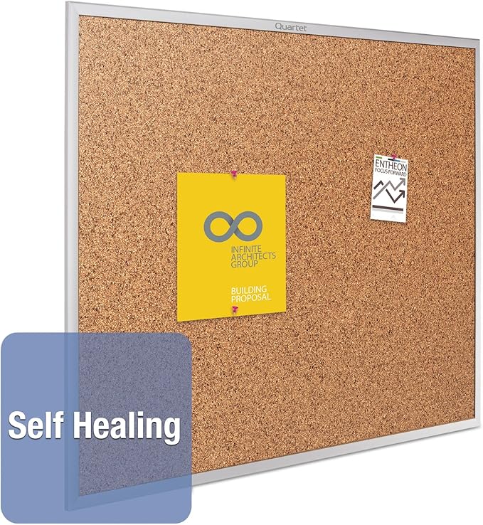 Quartet Cork Board, Bulletin Board, 6' x 4' Corkboard, Aluminum Frame, Silver (2307)