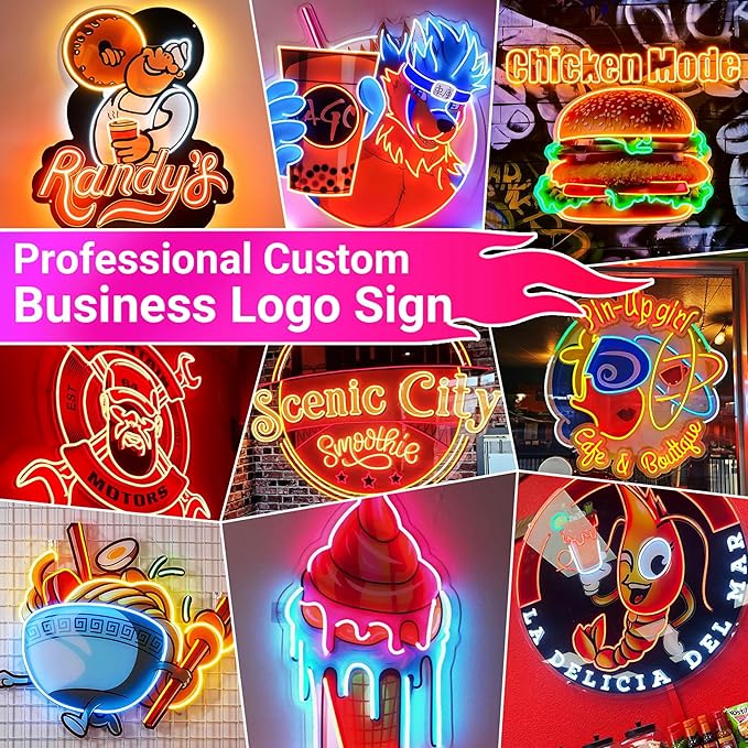 Lorxi Custom Logo UV Printed LED Neon Sign For Wall Decor,Personalized Bussiness Light for Bar Salon Party Office Wall Birthday Wedding
