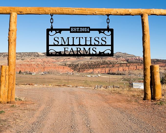 Personalized Hanging Metal Farm Signs, Personalized Outdoor Ranch Sign, Outdoor Farm Signs,Personalized Last Name Metal Sign,Custom Large Metal Farmhouse Farm Sign,Family Name Sign