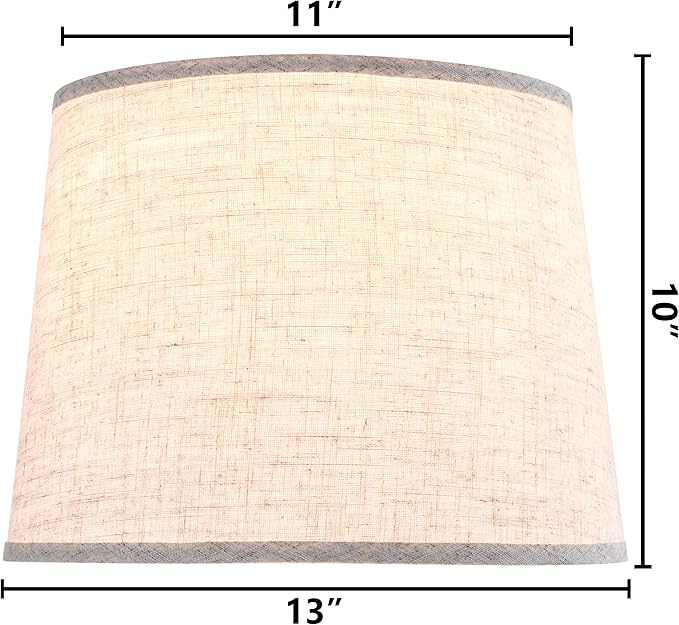 GO&SO Oatmeal Linen Drum Lamp Shade - 11" Top x 13" Bottom x 10" High (Spider) - Farmhouse Style for Table & Bedside Lamps - Replacement Shade - Easy Assembly