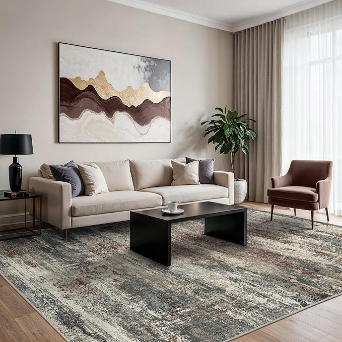 GENIMO Rugs for Bedroom-Washable 6x9 Area Rugs Lightweight Low Pile, Modern Printed Non-Slip Carpet for Living Room, Playroom, Dining Room, Office, Mystic Forest