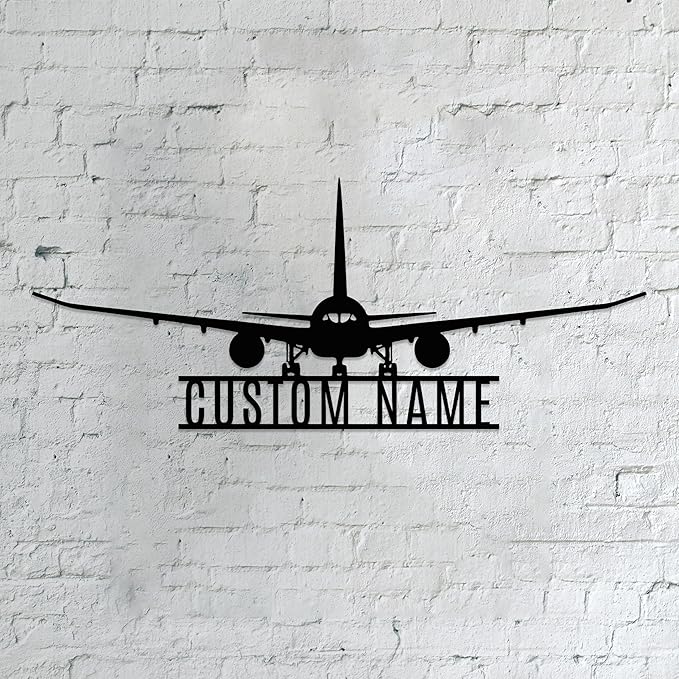 Personalized Metal Airplane Wall Art, Airplane Name Sign, Customized Pilot Name Sign, Airplane Hangar Sign Decor, Aviation Home Office Decor, Large Outdoor Decor, Pilot Gifts, Aircraft Lovers Gift