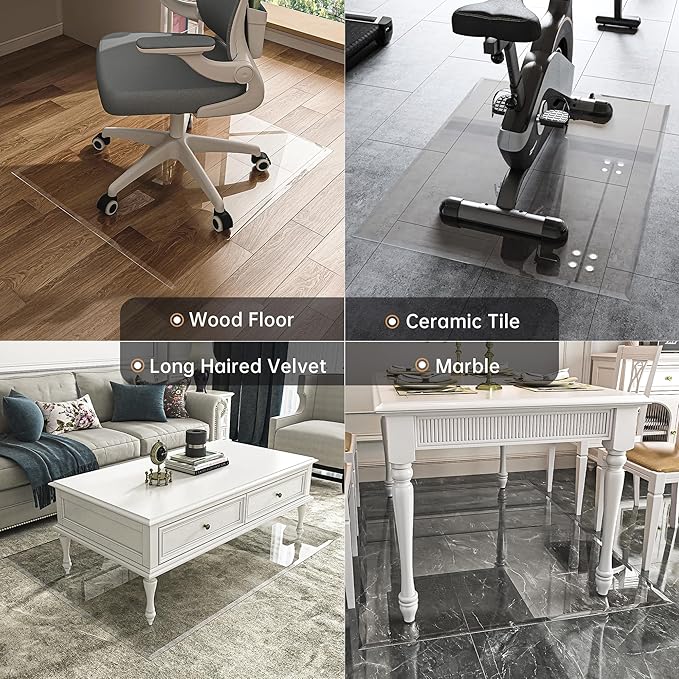 [Tempered Glass] 36“ x 36” Beveled Edge Glass Chair Mat with Polished Edge Clear Office Chair Mat, Glides Smoothly, Suitable for Carpet or Hardwood Floors