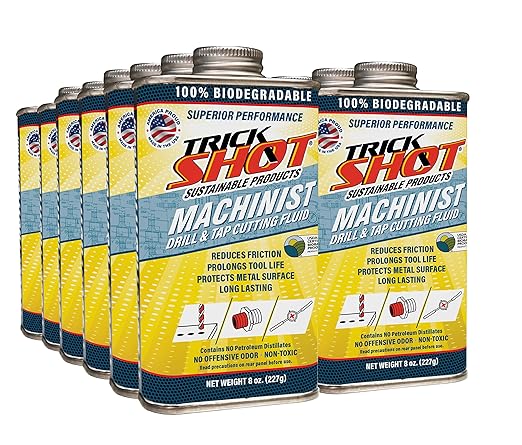 Premium USA-Made Cutting Oil & Fluid | 12 Unit Case - 8 oz. Metal Can | Non-Toxic, Eco-Friendly, NSF H1 & USDA Certified | Ideal for Metal Cutting, Tooling, and Machinist Applications by Trick Shot®