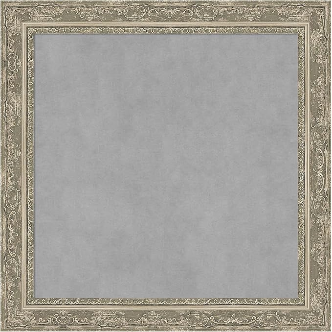 Amanti Art Silver Framed Magnetic Board 24x24 Medium Vision Board for use with Magnets, 100% Metal Sheet to Display Items as Office Decor or for Home Organization in mudroom, Kitchen or Kids Room