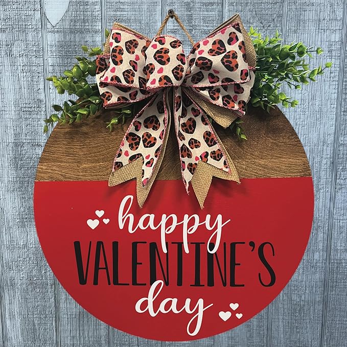 Wood front door sign Wood sign Home decor Welcome sign Sign for front door House warming gift Wedding gift (Happy Valentine's Day(UV014(A60) S005), 18" Width)